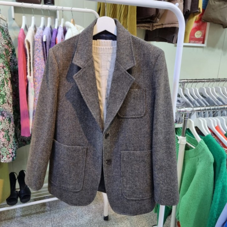 여자 가을 울 헤링본 자켓 간절기 블레이저