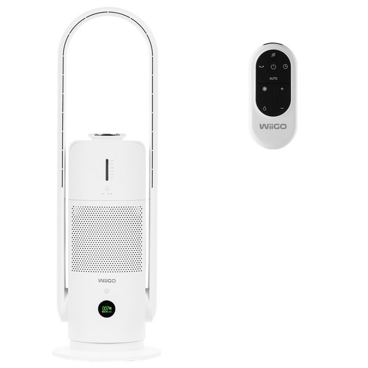 위고 올인원 팬타워 청정가습기 공기청정기 UV살균 화이트 앱연동 간편세척 가정용 사무실용 인테리어 활용 습도조절 초음파식 사계절용, WHFNAH 화이트