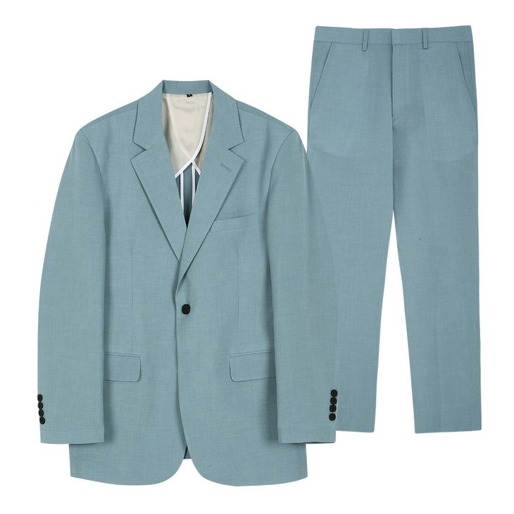 듀아크 남성용 빅사이즈 여름용 포멀 린넨 수트 팬츠 세트