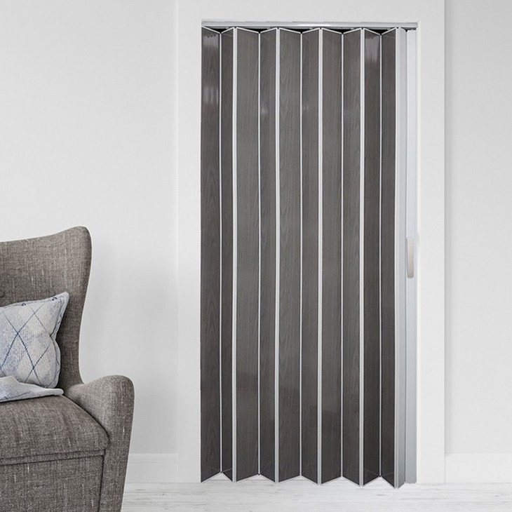 이케이몰 자바라 문 커튼 접이식 슬라이딩 홀딩 도어 더블 다크그레이 사이즈 선택 및 기재