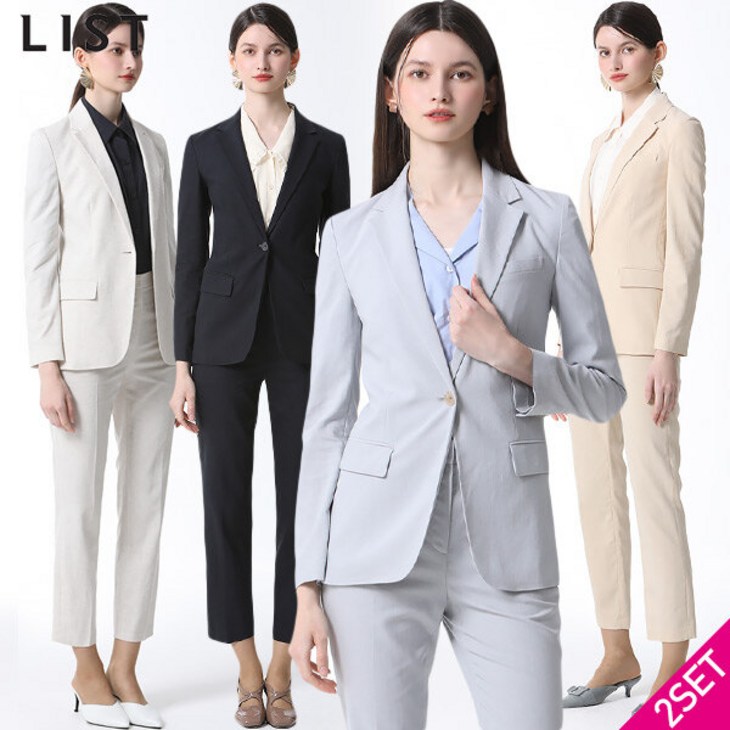 리스트 리스트LIST  린넨 베이직 재킷스트레이트 팬츠 2종세트 택가격506000원