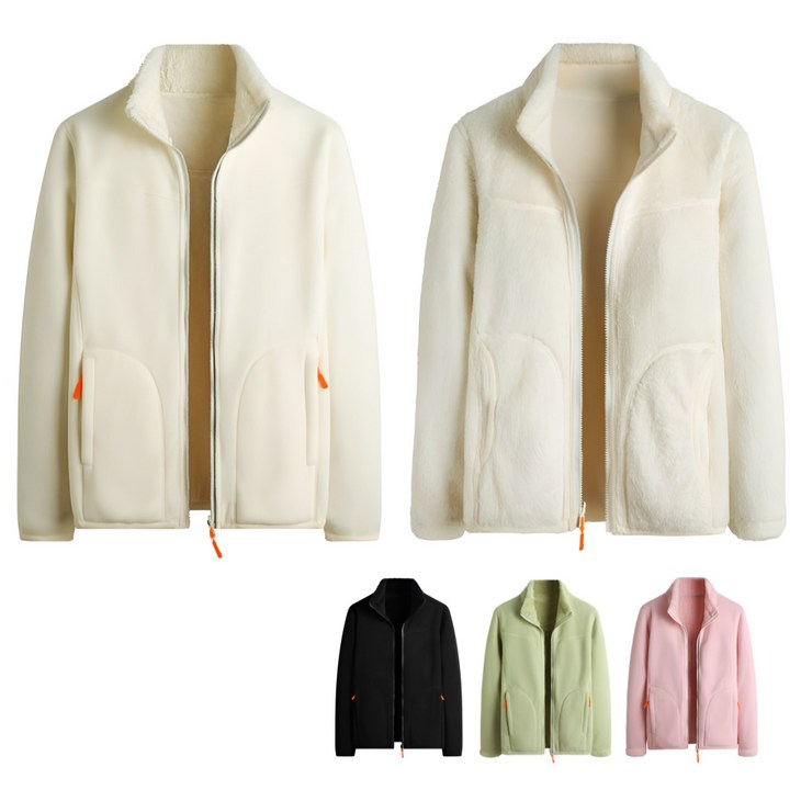 여성용 양면 리버시블 후리스 여자 후리스집업 플리스 자켓