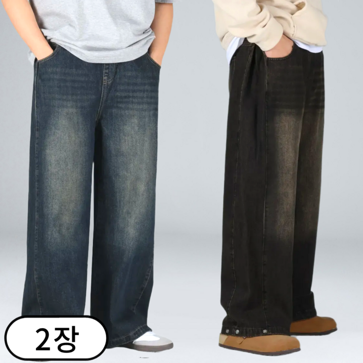 11 남자 청바지 사이드턱 벌룬 데님 팬츠 밴딩 와이드 청바지 66832