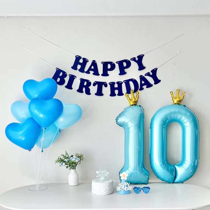 연지마켓 생일 파티 용품 세트 가랜드 숫자 풍선 안경 고깔, 1세트, 블루 연지마켓 생일 파티 용품 세트 가랜드 숫자 풍선 안경 고깔, 1세트, 블루