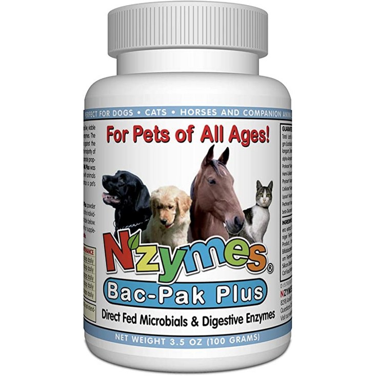 애견 프로바이오틱스 Nzymes Bac-Pak Plus 100그램 소화 효소 및 묽변 설사 변비 영양 섭취 개선 - 미국산