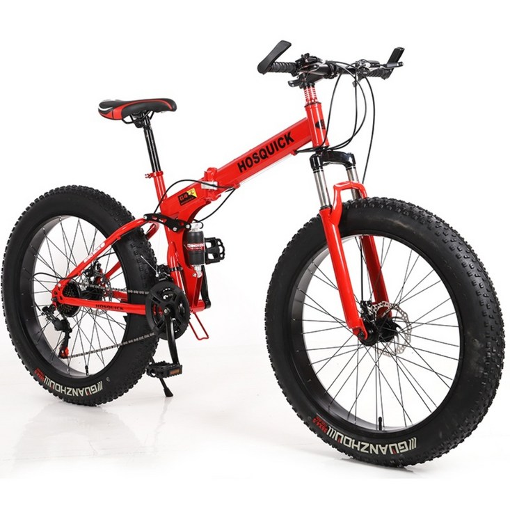 출퇴근 자전거 MTB 바퀴큰 팻바이크 엠티비 접이식 입문용, 빨간