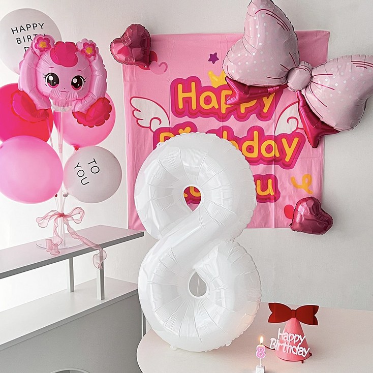하피블리 산리오 캐릭터 풍선 아이 생일 파티 용품 세트, 프리미엄세트(숫자8)