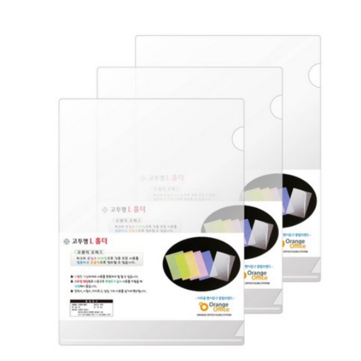 오렌지오피스 고투명 L자홀더파일 A4, 투명, 30개 오렌지오피스 고투명 L자홀더파일 A4, 투명, 30개