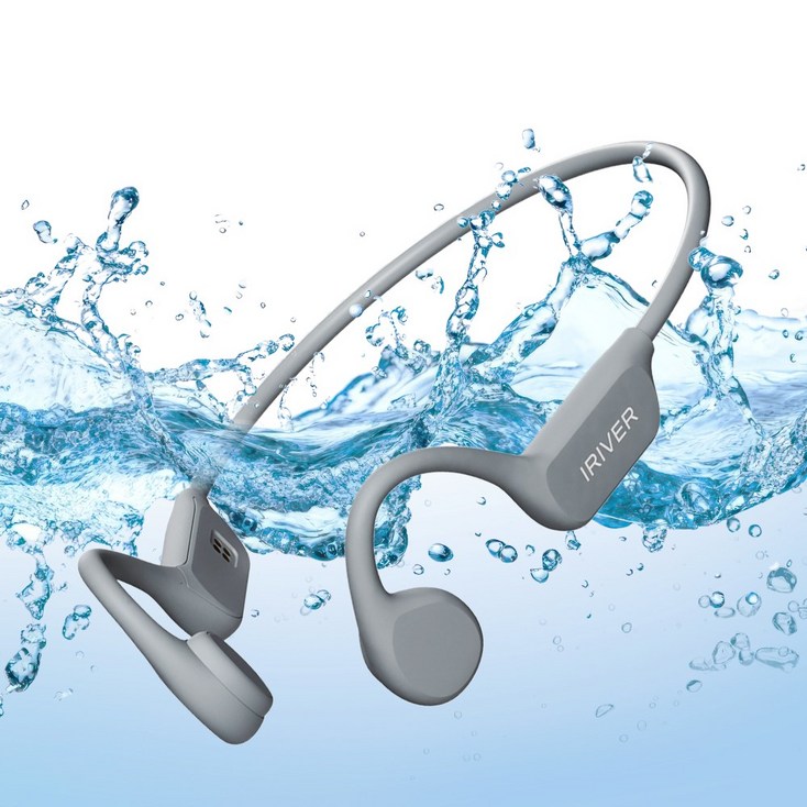 아이리버 IBGX7 수영 골전도 오픈형 무선 블루투스 6.0 이어폰 내장 MP3 32GB IPX8 완전방수 마그네틱 충전, 그레이
