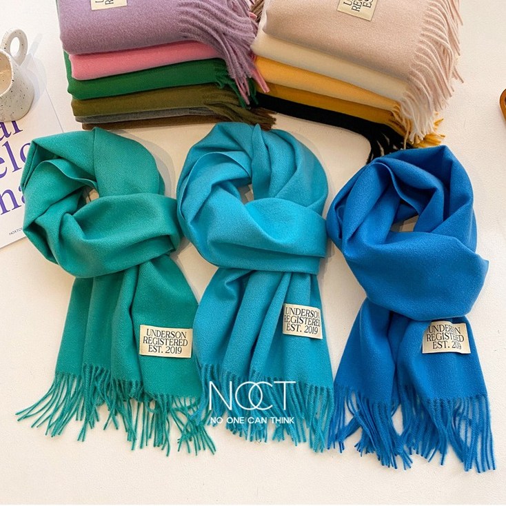 녹트 레터링 로고 패치 파스텔 남자 여자 겨울 울 머플러 목도리
