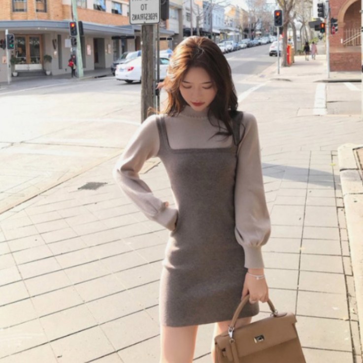 메이킹유 마주 숏 긴팔 원피스 66131