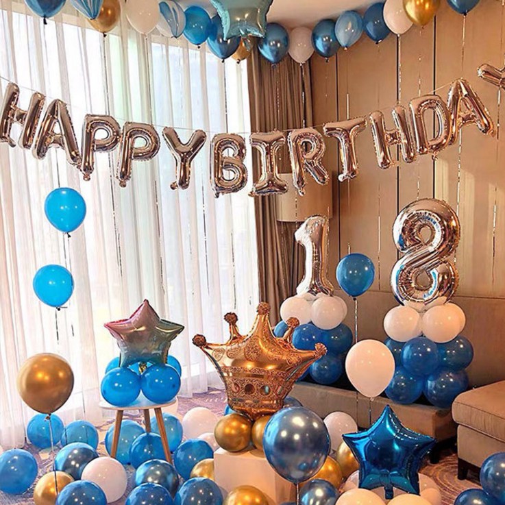 마켓플랜 생일파티 패키지 세트, 크라운 블루 6009, 1세트 20230325