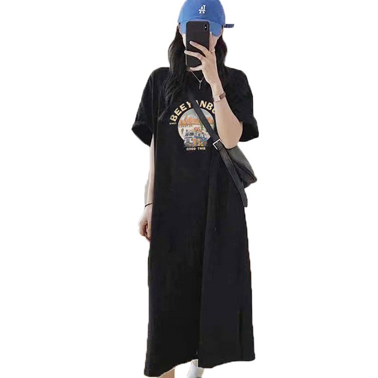 슬림소녀 빅사이즈 루즈핏 반팔 원피스잠옷 홈웨어 Dress Pajamas 슬림소녀 빅사이즈 루즈핏 반팔 원피스잠옷 홈웨어 Dress Pajamas