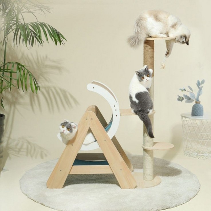 고양이 스크래쳐 하우스 집 캣폴 DIY 솔리드 캣타워 고양이집 용품 놀이터 장난감, 상세페이지 참조