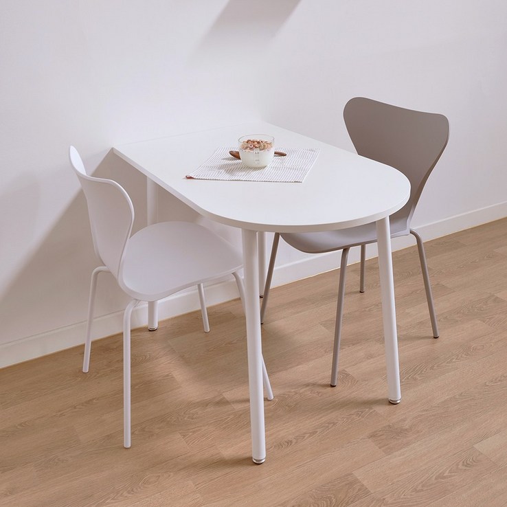 디자인제이 오슬로 유칼립투스 원목 반타원 식탁 테이블 1200 x 800, 2인용, 화이트