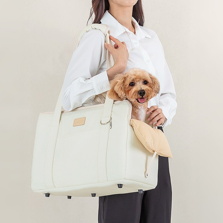 레토 강아지 이동가방 숄더백 올쿠션, 아이보리