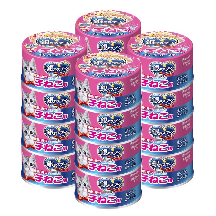 고양이 간식 긴노스푼 캔 자묘용 (참치&가다랑어) 16팩, 단품
