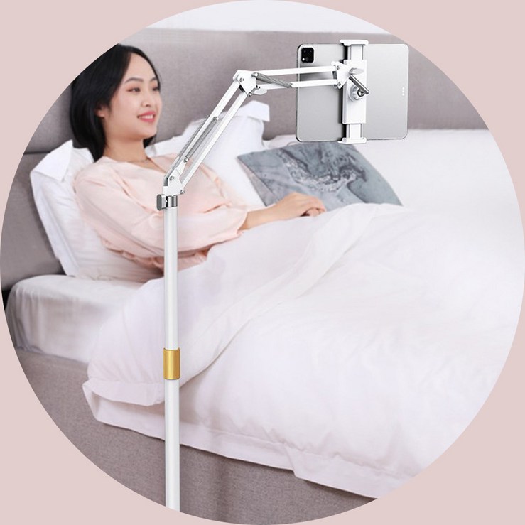 DS0003 아모르주 침대 태블릿 거치대 테블릿 스마트폰 핸드폰 스탠드, 화이트