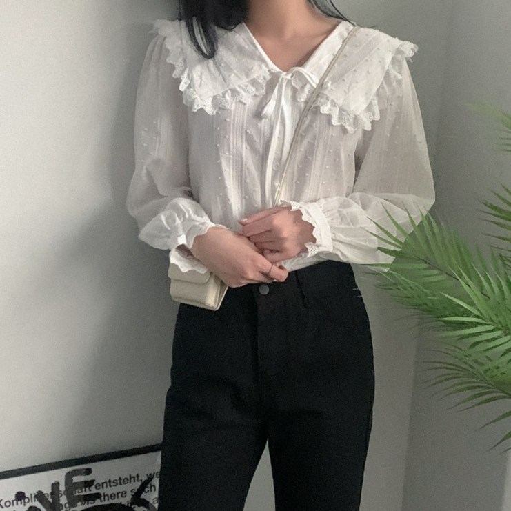 코스틴 레이스 카라 블라우스