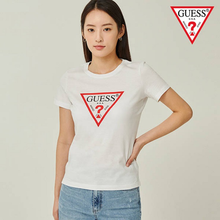 게스여성티셔츠 [게스진]게스 YN2K9003 여성 빅삼각 로고 반팔 티셔츠