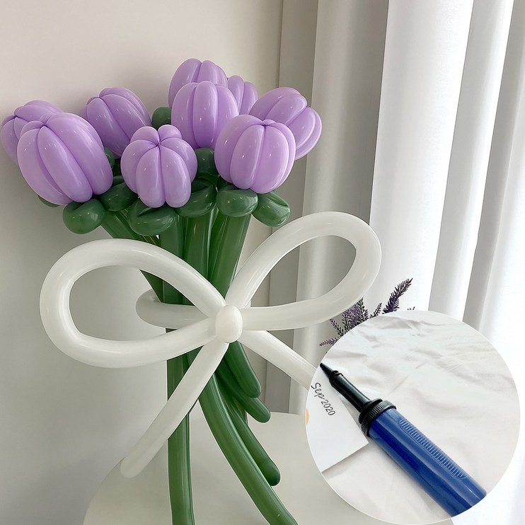 DIY 요술풍선 퍼플 튤립 꽃다발 + 손펌프 by 파티아일랜드 - 에잇폼