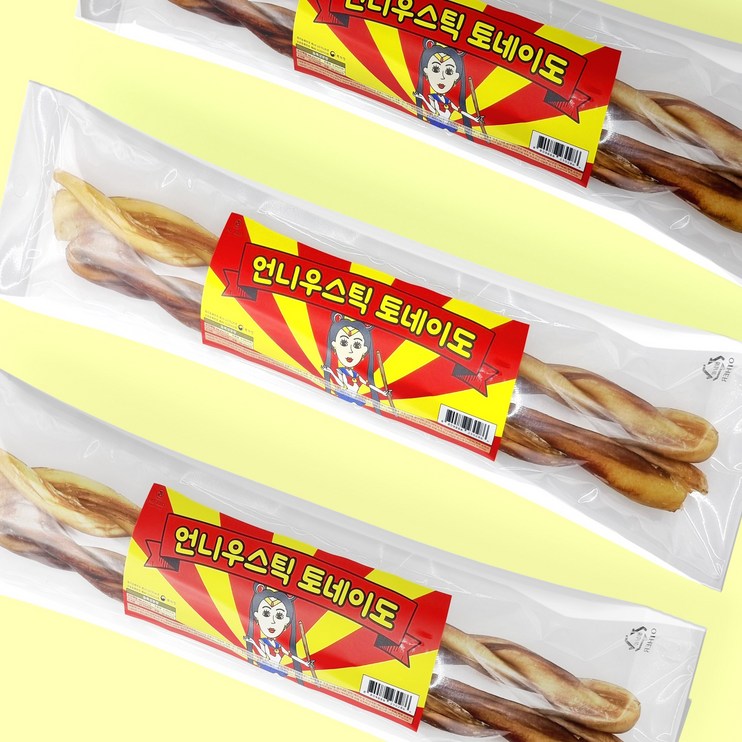 100한우 언니우스틱 중대형견껌 토네이도 2개입 35CM이상, 110g, 1팩