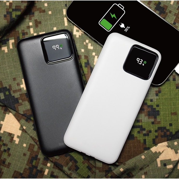 군대 아이폰 갤럭시 호환 고속충전 일체형 보조배터리 군인 부대 반입가능10,000mAh 군몰, 화이트