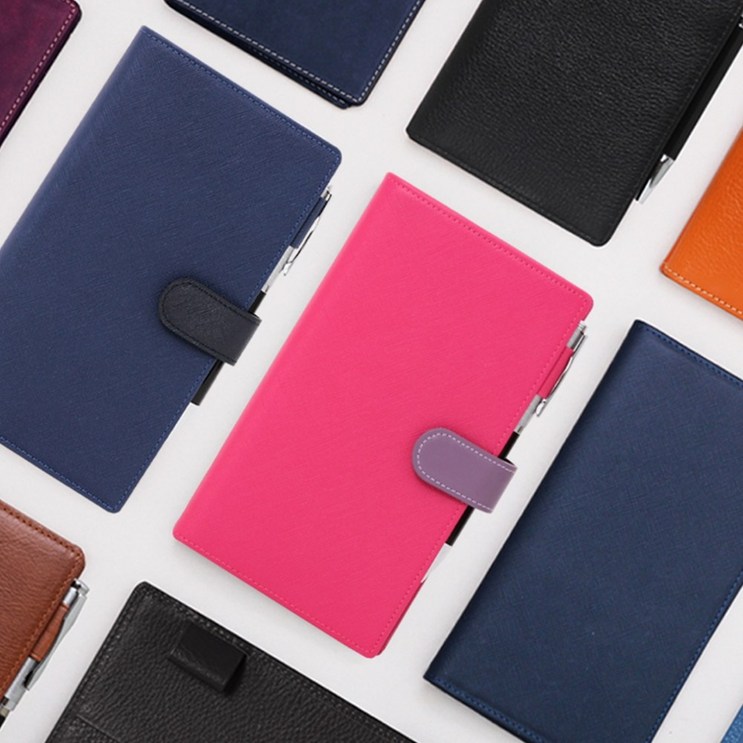 2025년 속지 마뜨 사피아노 소가죽 이니셜각인 48절 6공 플래너 미니 다이어리 커버 핫핑크연퍼플 D72051