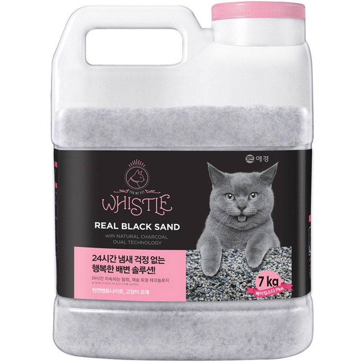 휘슬 애견 리얼블랙 고양이 모래 용기, 7kg, 1개 써유모래