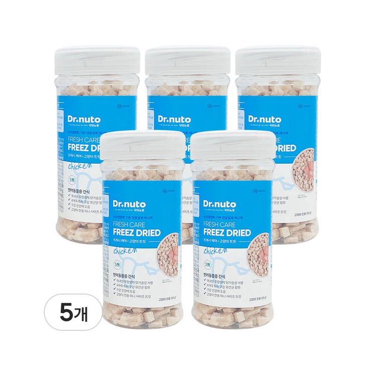닥터뉴토 고양이 동결건조 간식 유산균 트릿 구내염구취치석제거 도움, 5개, 55g, 치킨