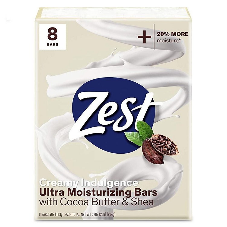 Zest 모이스처라이징 목욕 비누 코코아 버터 8개 제스트
