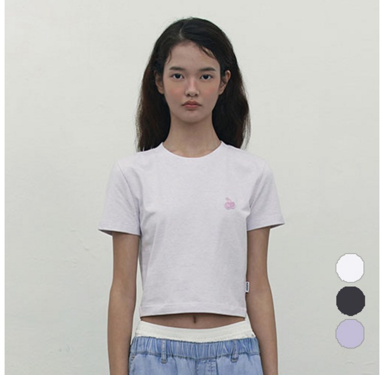 키르시 우먼 스몰 체리 크롭 티셔츠 키르시 우먼 스몰 체리 크롭 티셔츠