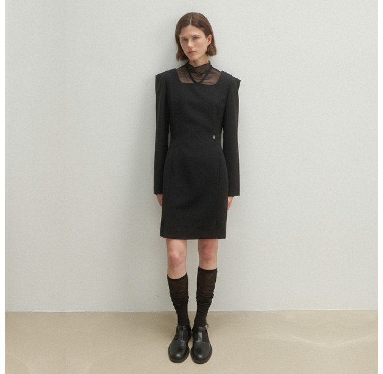 아틀리에나인 여성용 오버리 홀터 넥 원피스 OP6213