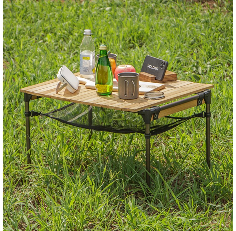 폴라리스 경량 우드 롤 뱀부 캠핑 테이블