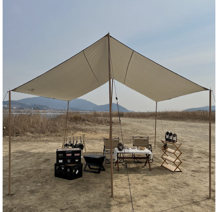 레오루카 아이보리 렉타 타프 감성 차박 차량용 그늘막 캠핑 타프쉘