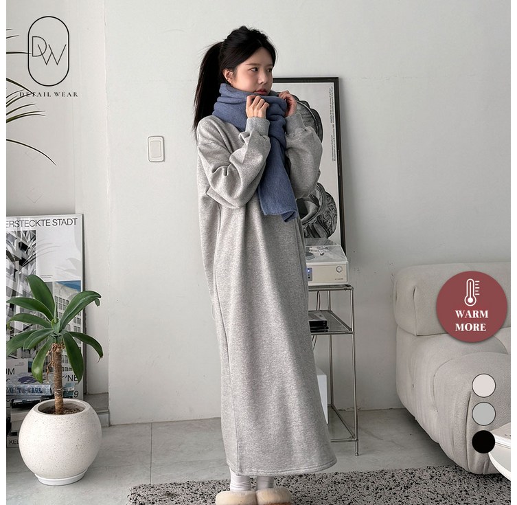 디테일웨어 여성 기모 롱원피스 무지 삼각 맨투맨 오버핏 편한원피스 젊줌마 임산부 원피스 임부복 꾸안꾸룩