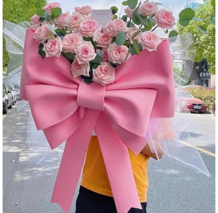플랜와우 초대형 구김없는 소재 대왕 리본 DIY 장식, 1개, 핑크