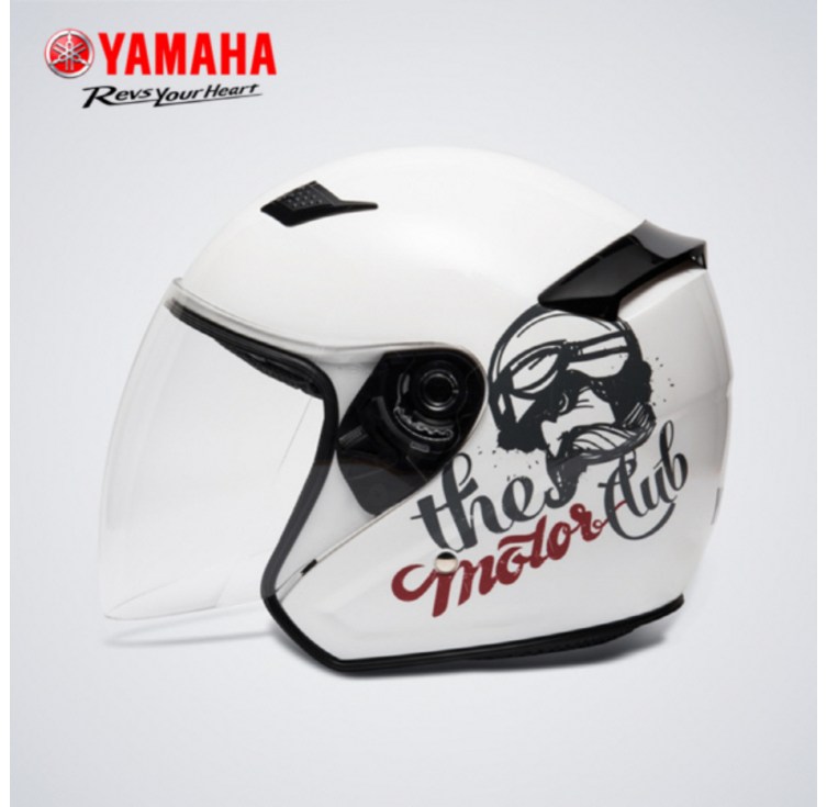 YAMAHA 야마하 오픈페이스 DOT 안전 오토바이 스쿠터 헬멧 하이바 레트로 심플 배달 반모 화이트 레터링