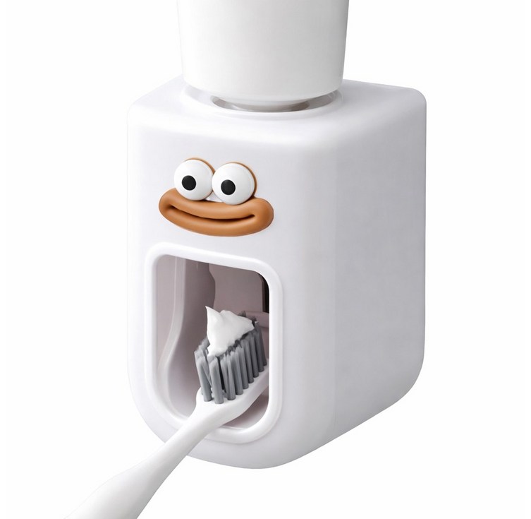 굿앤칩 욕실 무타공 오리 원터치 자동 치약 디스펜서