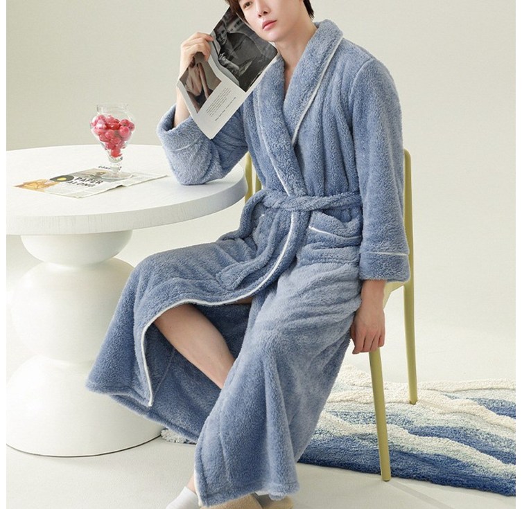 베네보 극세사 후리스 로브 샤워 가운, 스카이블루,3XL, 1개
