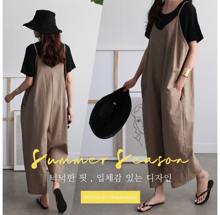하늘바라기 여성용 엠마 린넨 배기 점프수트