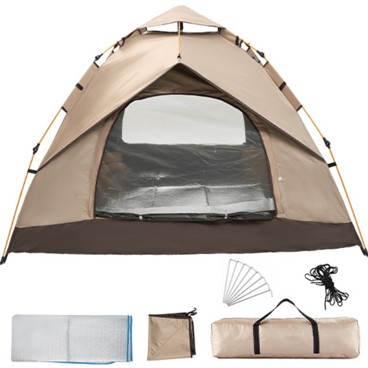 캠핑야외 방수 전자동 원터치 텐트 등산 장비, 옥스포드 천, 34인, 베이지