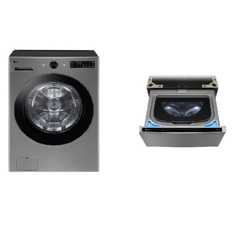 LG전자 트롬 오브제컬렉션 세탁기 + 미니워시 세트 FG19VNX 19kg + 4kg 방문설치, 모던 스테인리스 1