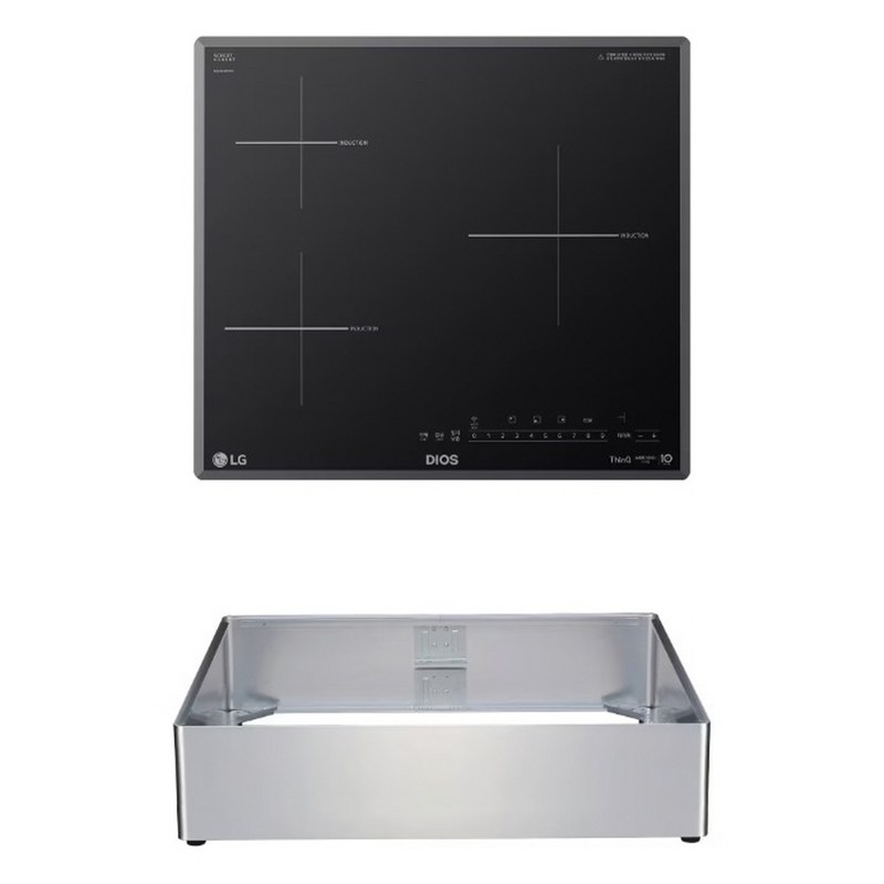LG 디오스 인덕션 빌트인 3구 전기레인지 다이아몬드 컷팅 글라스 본품 + 프리스탠딩 자재 15cm, BEI3GQA 1