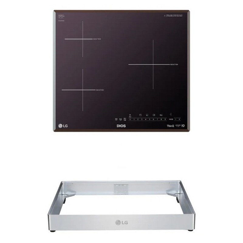 LG 디오스 인덕션 빌트인 3구 전기레인지 미라듀어 글라스 본품 + 프리스탠딩 자재 8.5cm 방문설치, BEI3MQOC 1