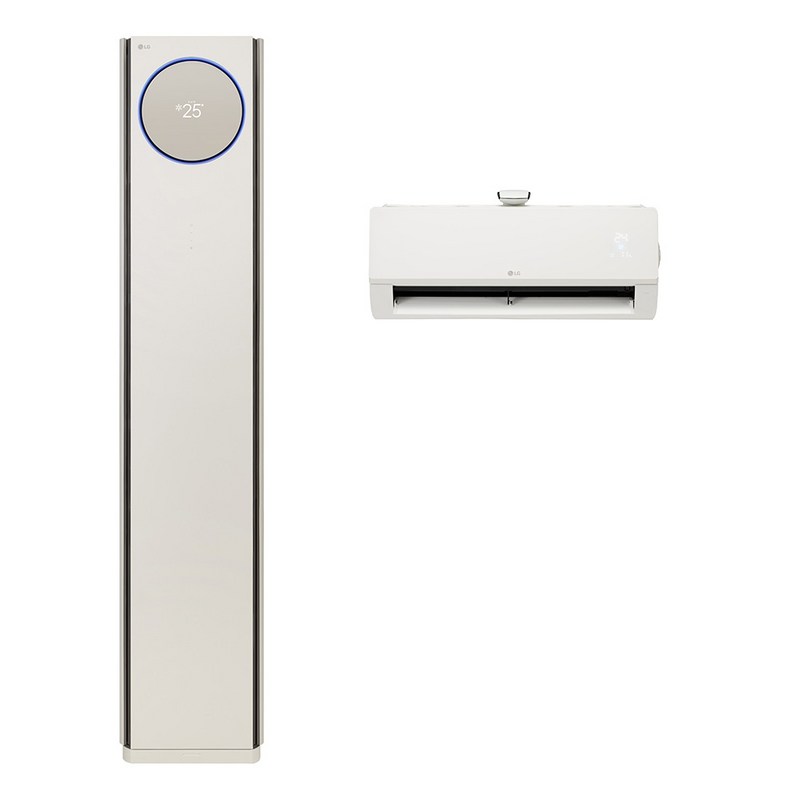 LG전자 인버터 58.5㎡(17.7평) + 18.7㎡(5.7평) 휘센 오브제컬렉션 타워1 2 in 1 7시리즈 멀티형 에어컨 스탠드형 FQ18EN7BA2M 방문설치, 매립배관형 1