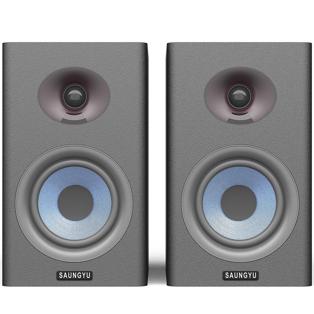 SAUNGYU 2채널 Hi-Fi 100W 고출력 블루투스 북쉘프 스피커, BK4020D, A블랙 - thumb image