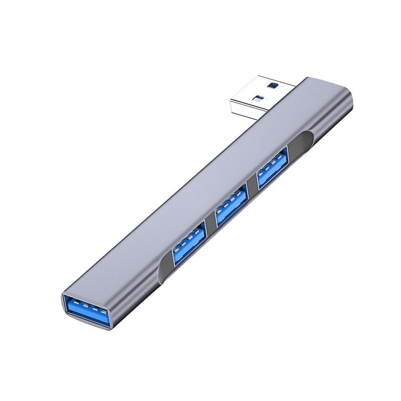 노트북 용 USB C 허브 USB 분배기 1 in 4 Out USB 포트 멀티 포트 어댑터 액세서리 PC 모바일 장치 용 USB 도킹 스테이션, 은, 9.3cmx1.7cmx0.9cm, 합금 - thumb image