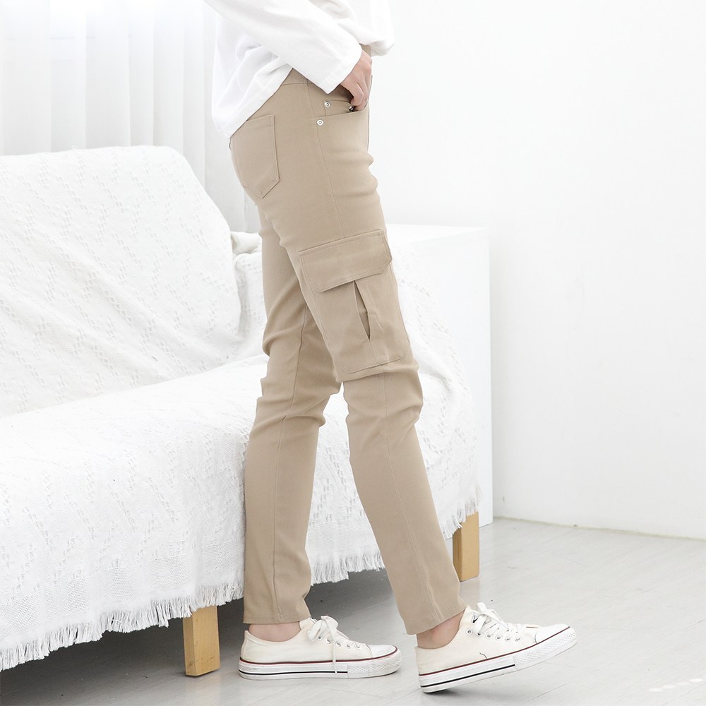 빅빅몰 마약스판 히든밴딩 코튼 바지 여성 슬림 팬츠 여성 빅사이즈 봄 가을 - thumb image