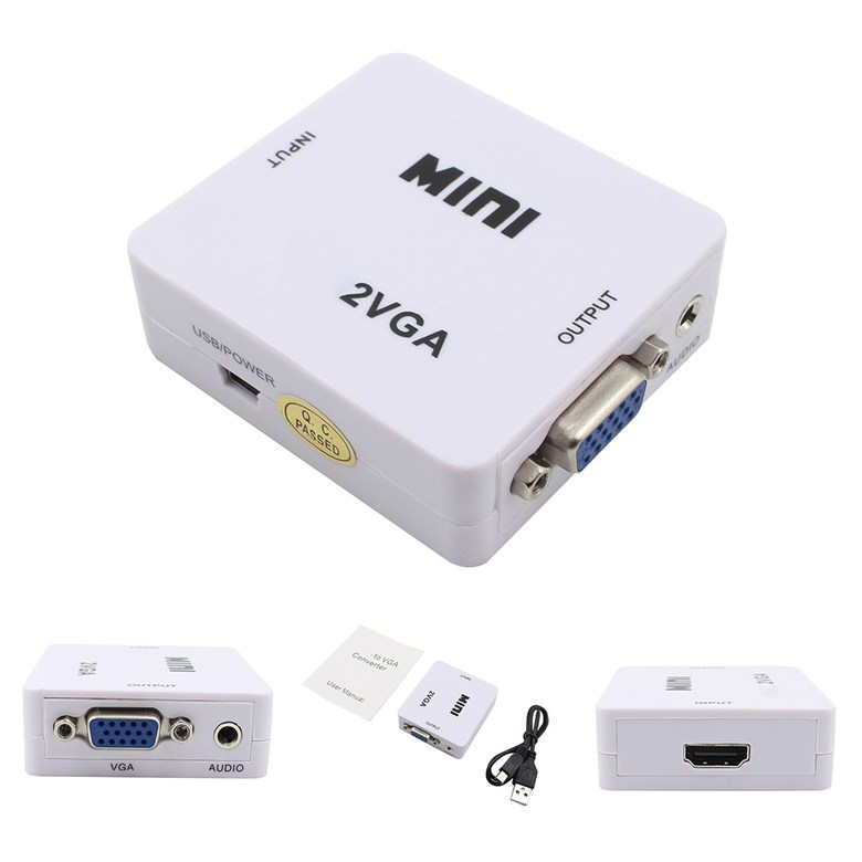 PC 노트북에서 HDTV용 미니 HDMI 호환 VGA 오디오 1080P 컨버터 어댑터 - thumb image